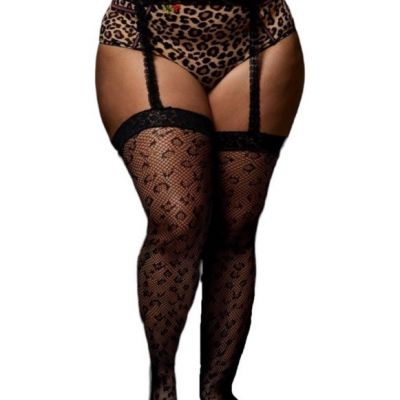 Torrid 3X 4X Betsey Johnson Leopard Fishnet Mock Faux Garter Belt Plus Tights